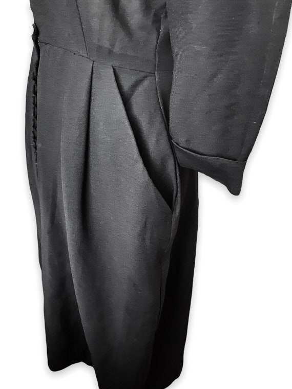 1940s Black Rayon Dress With Beaded Collar - image 4