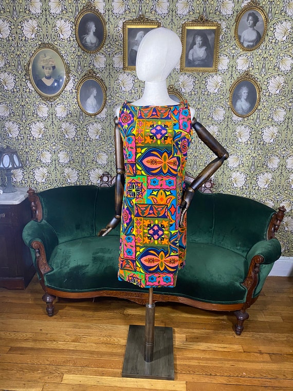 Retro Rainbow Print Dress main image 1