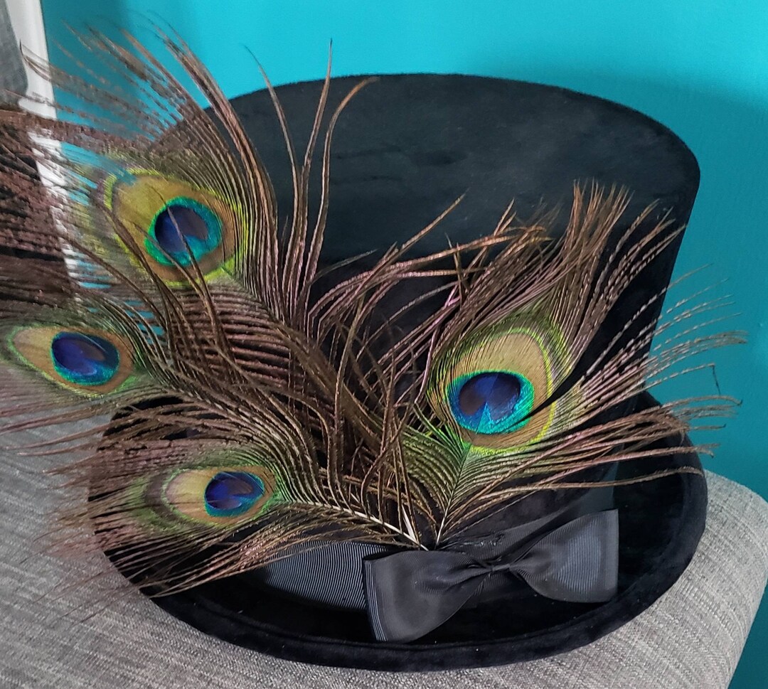 Black Velvet Top Hat. Black Satin Ribbon and Bow. Genuine Etsy