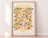 Amalfi Coast Italy Lemons Print Digital Download | Colorful Fruit Print Wall Art Download