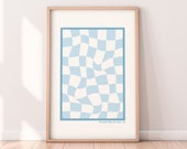 Pastels NO. 3 Blue Retro Checkered Art Print Digital Download | Pastel Blue Wall Art Print | Danish Pastel | Preppy Wall Art