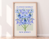 Flower Market New Jersey Violet Print Digital Download | Floral New Jersey Print Download