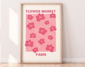 Flower Market Paris Pink Flowers Print Digital Download | Pink Wall Art Print | Floral Wall Art Print