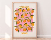 Valencia Spain Oranges Print Digital Download | Colorful Fruit Print Wall Art Download