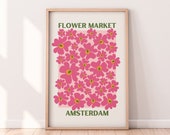 Pink Amsterdam Flower Market Wall Art Print | Abstract Flowers Wall Art Print | Flower Market Amsterdam Print | Printable Wall Art