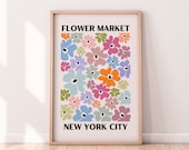 Flower Market NYC Print | Flower Market Wall Art | Rainbow Wall Art | Multicolor Wall Art | Floral Wall Art | Abstract Wall Art Print