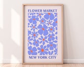 Periwinkle Orange Flower Market NYC Print | Abstract Flowers Art Print | Floral Wall Art Print | Periwinkle NYC Wall Art Printable