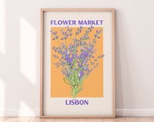 Flower Market Lavender Lisbon Portugal Print Digital Download | Floral Wall Art Print Download