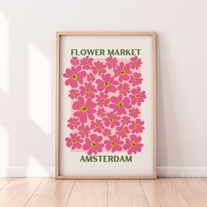 Pink Amsterdam Flower Market Wall Art Print Abstract Flowers Wall Art Print Flower Market Amsterdam Print Printable Wall Art image 1