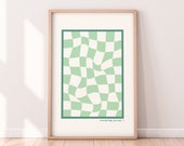Pastels NO. 1 Checkered Print Digital Download | Pastel Green Checkered Wall Art Print | Danish Pastel Printable | Preppy Wall Art