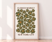 Earth Tones NYC Flower Market Print Digital Download | Abstract Neutral Green Brown Floral Wall Art Printable