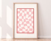 Pastels NO. 2 Retro Checkered Print Digital Download | Pastel Pink Wall Art Print | Danish Pastel | Preppy Wall Art