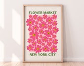Pink NYC Flower Market Print Digital Download | Abstract Colorful Flower Market Print Download
