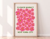 Pink NYC Flower Market Print Digital Download | Abstract Colorful Flower Market Print Download
