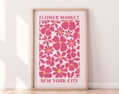 Pink Yellow Flower Market NYC Print | Abstract Flowers Art Print | Floral Wall Art Print | Pink NYC Wall Art Printable