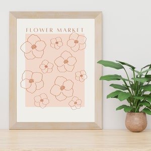 Neutral Boho Flower Market Wall Art Print Digital Télécharger dart floral rose neutre imprimables Boho Wall Art Boho Room Décor image 4