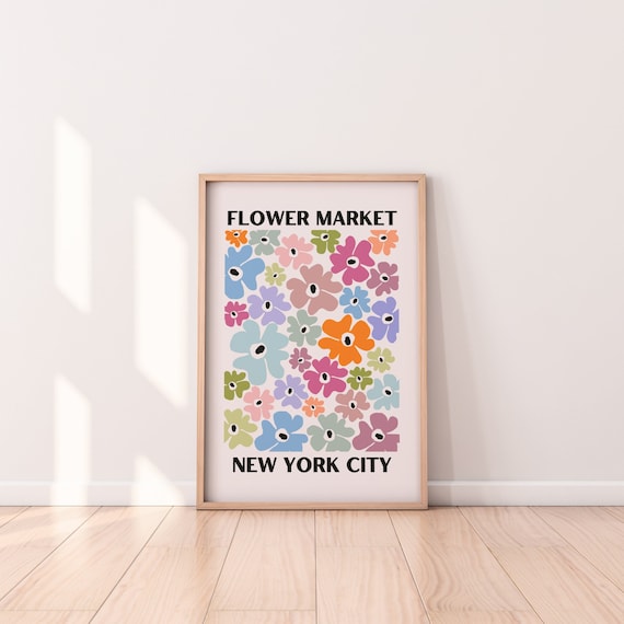 Flower Market NYC Print | Flower Market Wall Art | Rainbow Wall Art | Multicolor Wall Art | Floral Wall Art | Abstract Wall Art Print