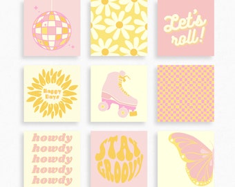 Baby Pink Preppy Wall Art (Set of 9) Téléchargement numérique | | d’art mural pink funky | d’art mural groovy Preppy Wall Art College Dortoir Décor