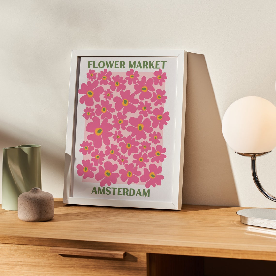 Pink Amsterdam Flower Market Wall Art Print Abstract Flowers Etsy