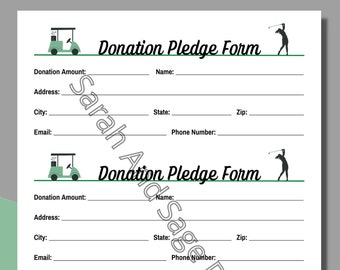 Golf Outing Donation Form 3 Per Page, Golf Team Fundraising Flyer, School Sports, Club Sports, Charity Golf Event, Instant PDF Download