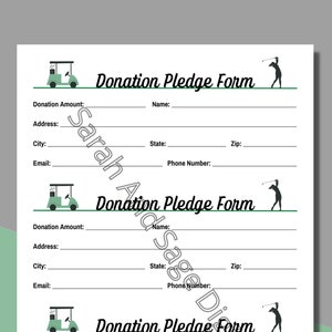 Golf Outing Donation Form 3 Per Page, Golf Team Fundraising Flyer, School Sports, Club Sports, Charity Golf Event, Instant PDF Download