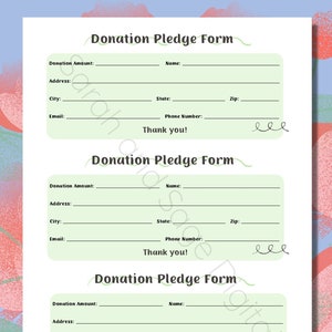 Printable Donation Form with 3 Per Page, Donation Flyer, Fundraising Form, School Fundraiser Template, Digital File, Instant PDF Download