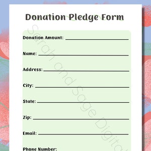 Donation Form Printable, Donation Flyer, Fundraising Form, School Fundraiser Template, Digital File, PDF Download, Instant Download