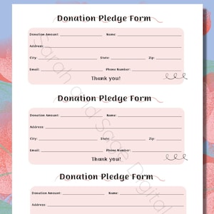 Modulo di donazione stampabile 3 per pagina, modello di volantino per raccolta fondi per la scuola, ente di beneficenza per raccolta fondi per il cancro al seno, file digitale, download PDF istantaneo