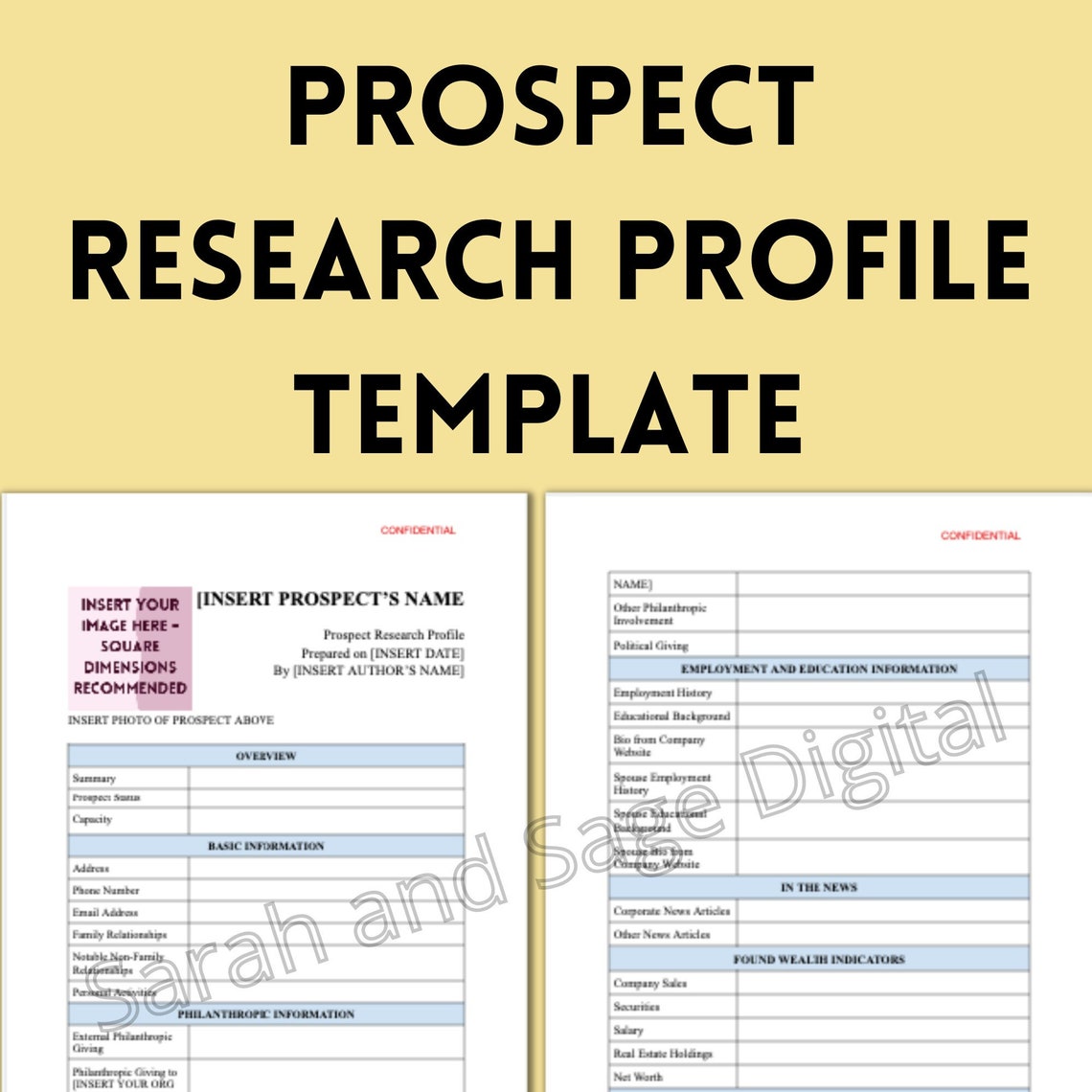 Prospect Research Profile Template, Printable Editable Donor Briefing ...