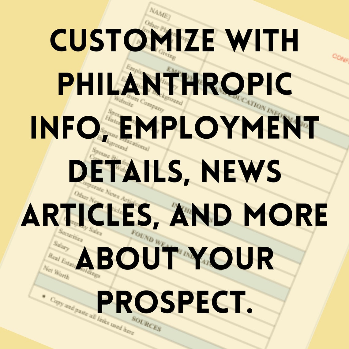 Prospect Research Profile Template, Printable Editable Donor Briefing Prospect Research Profile Template, Printable Editable Donor Briefing
