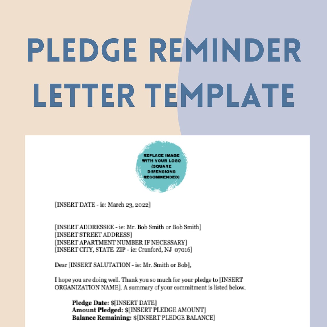 Pledge Reminder Template Pledge Reminder Template