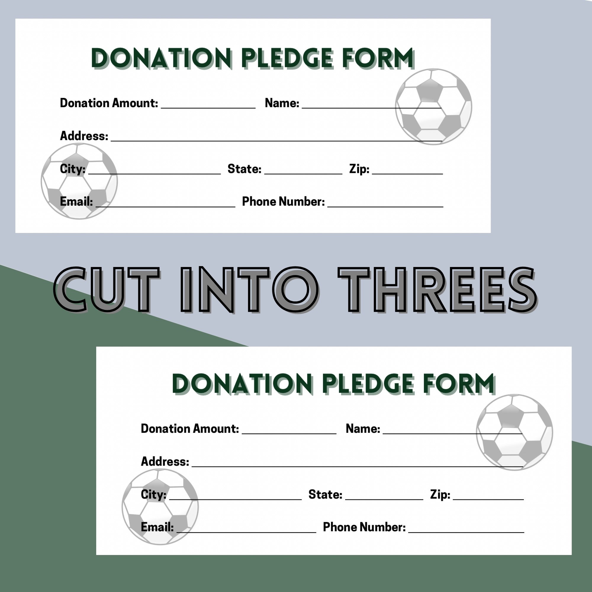 Soccer Team Donation Form 3 per Page Middle School Etsy