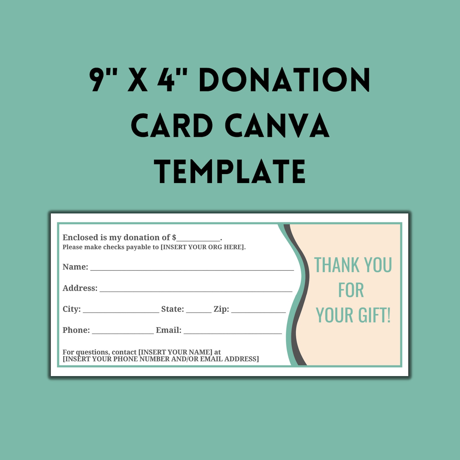 Donation Card Canva Template, Editable Printable Donation Flyer, Donor ...