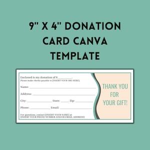 寄付カード Canva テンプレート、編集可能で印刷可能な寄付チラシ、寄付誓約書、教会のイベント、学校の募金活動、非営利デジタル ファイル