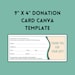 Donation Card Canva Template, Editable Printable Donation Flyer, Donor ...