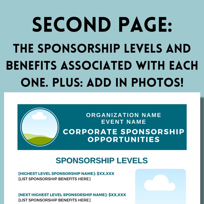 Canva Sponsorship Solicitation Package Template, Printable Editable Canva Sponsorship Solicitation Package Template, Printable Editable