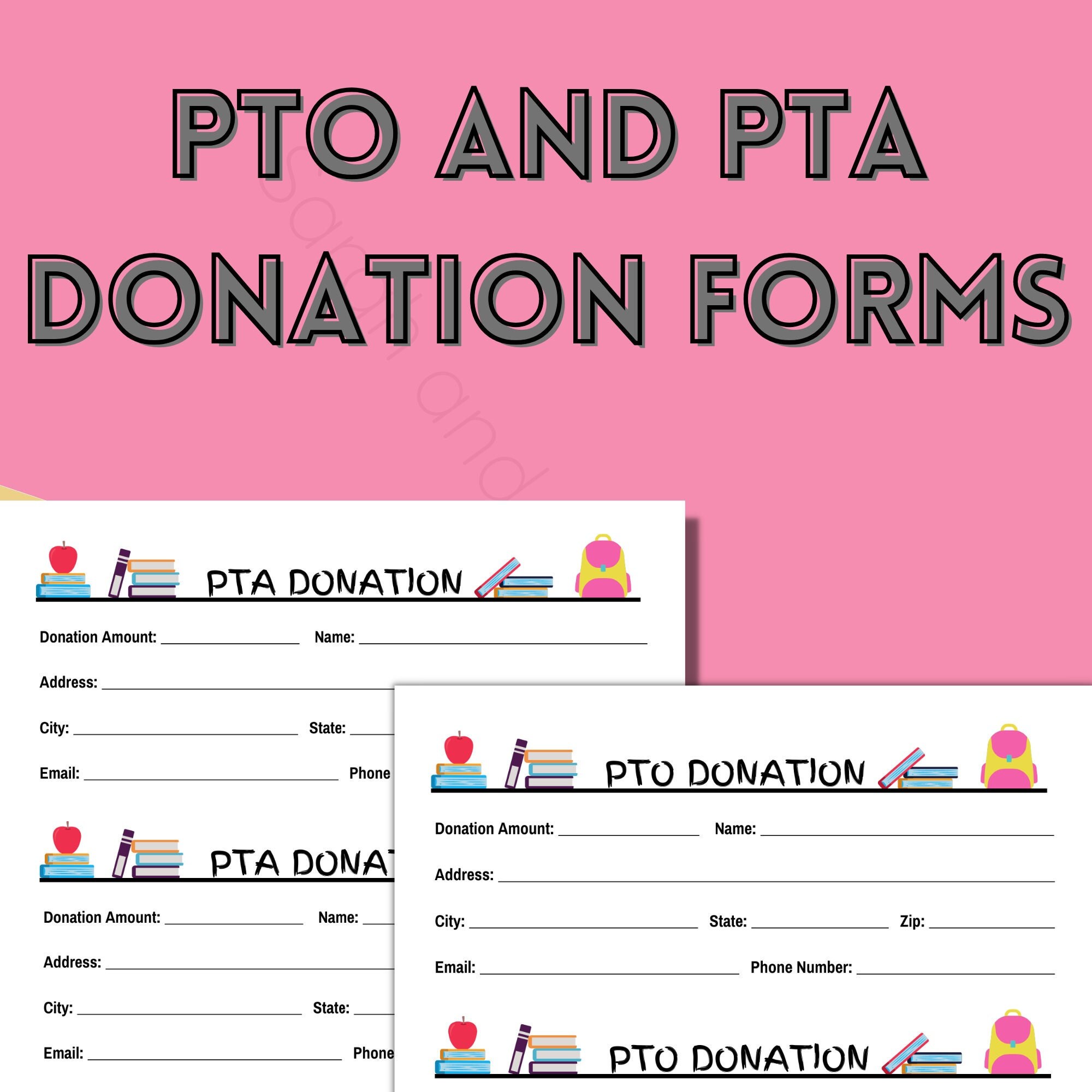 PTA and PTO Donation Form 3 per Page Parent Teacher - Etsy
