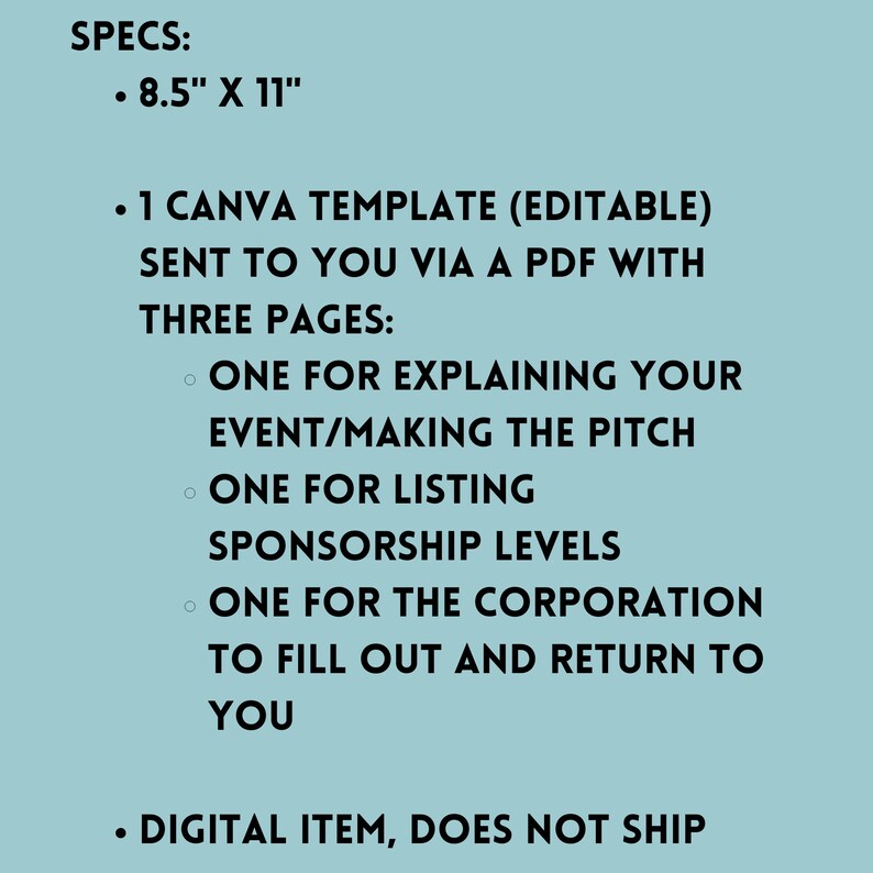 Canva Sponsorship Solicitation Package Template Printable Editable 