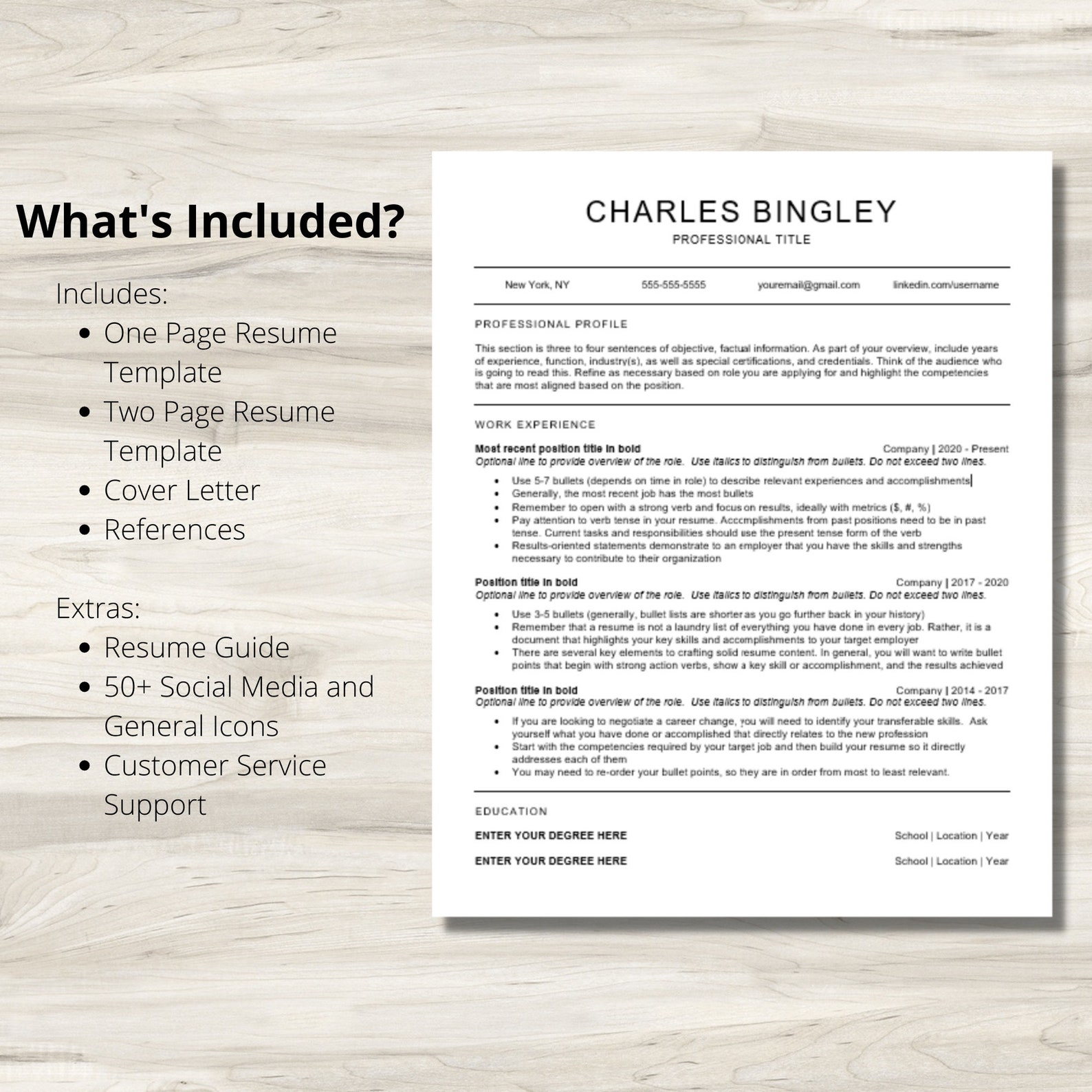 Clean ATS Resume Template for Word and Google Docs | Professional ...