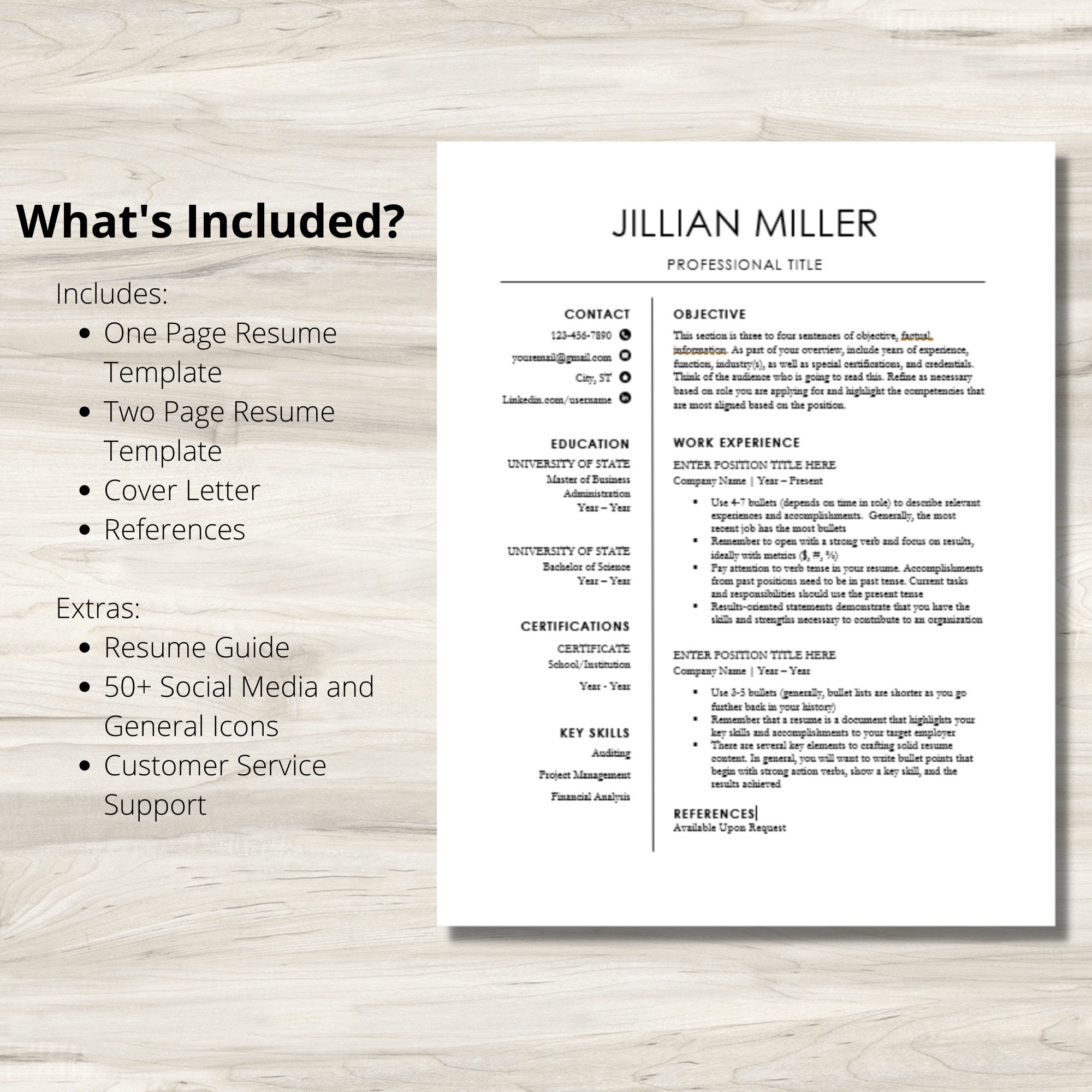 Clean Resume Template With Word and Google Docs | Professional Resume ...