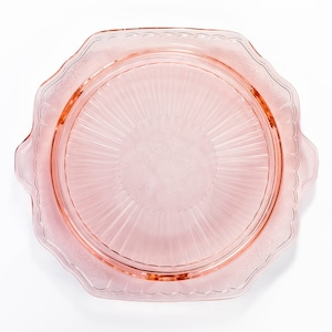 Vintage Anchor Hocking Depression Glass Open Rose/Mayfair Pink Footed Cake Plate