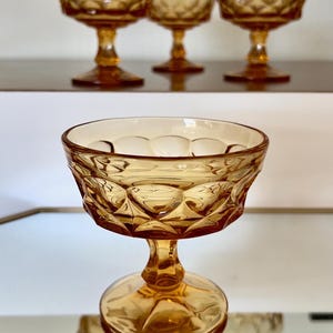 Vintage Noritake Perspective Mid Century Modern Amber Champagne/Tall Sherbet Glasses (Set of 4)