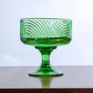 Vintage E.O. Brody Green Glass Pedestal Compote Bowl