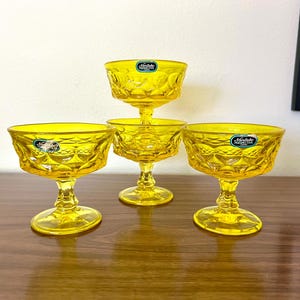 Vintage Noritake Perspective Mid Century Modern Yellow Champagne/Tall Sherbet Glasses (Set of 4) RARE
