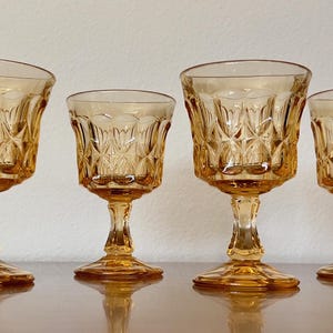 Vintage Noritake Perspective Mid Century Modern Amber Wine Glasses (Set of 4)