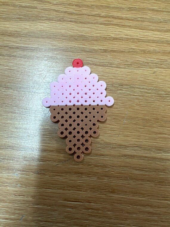 Perler Bead Ice Cream Cone Key Chain Etsy