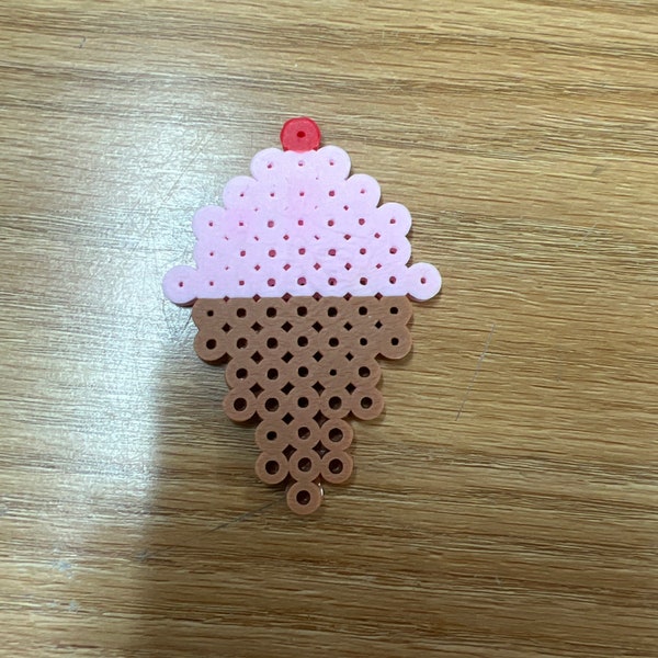 Perler Bead Ice Cream Cone Key Chain