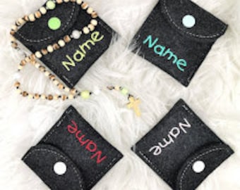 Rosary bag personalized names different motifs rosary case