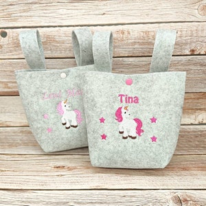 Lenkertasche personalisiert mit Namen Kinder Kinderwagen Utensilo Geschenk Filz Einhorn