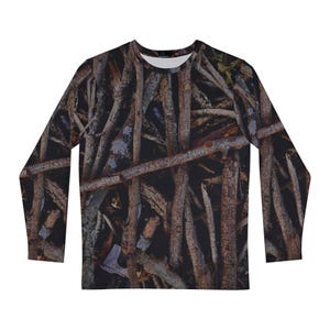 Camo Men&#39;s Long Sleeve Shirt - Woods, Stick pattern